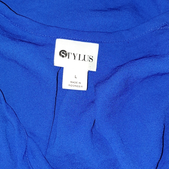 STYLUS Royal Blue Sleeveless Blouse Sz L - Picture 4 of 8